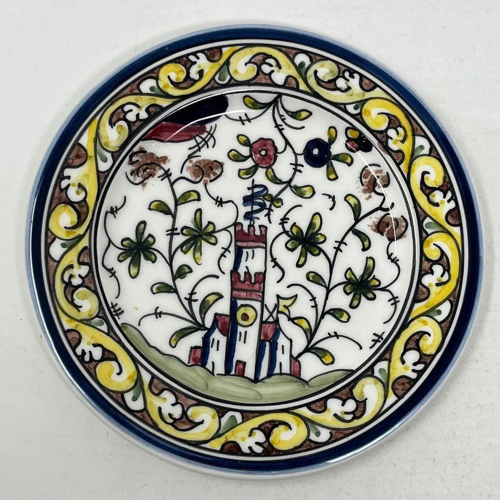 Williams Sonoma Nazari Portugal Handpainted Castle Plates Set of 2 Bread Butter